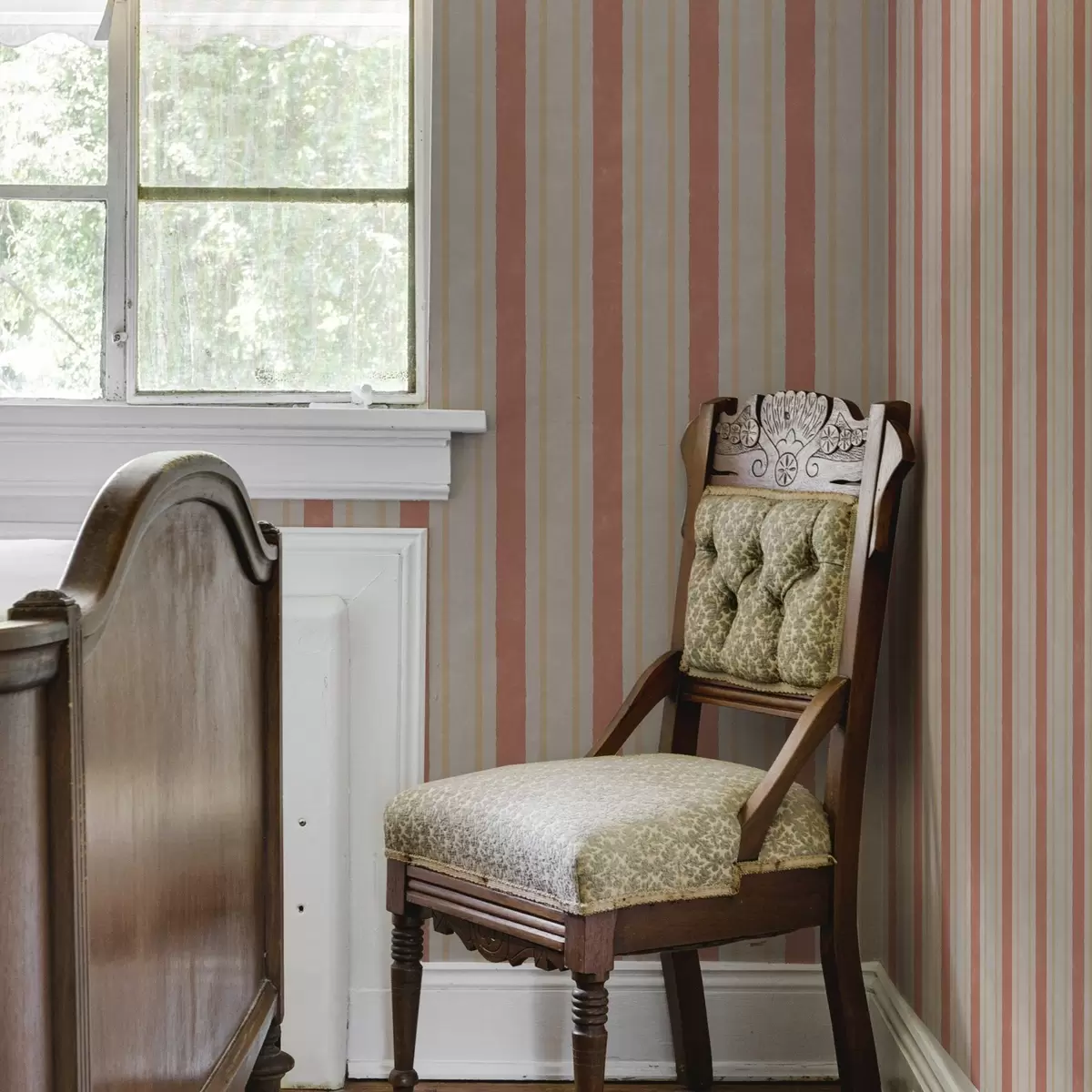Behang Brede strepen in terracotta-beige tinten a00514