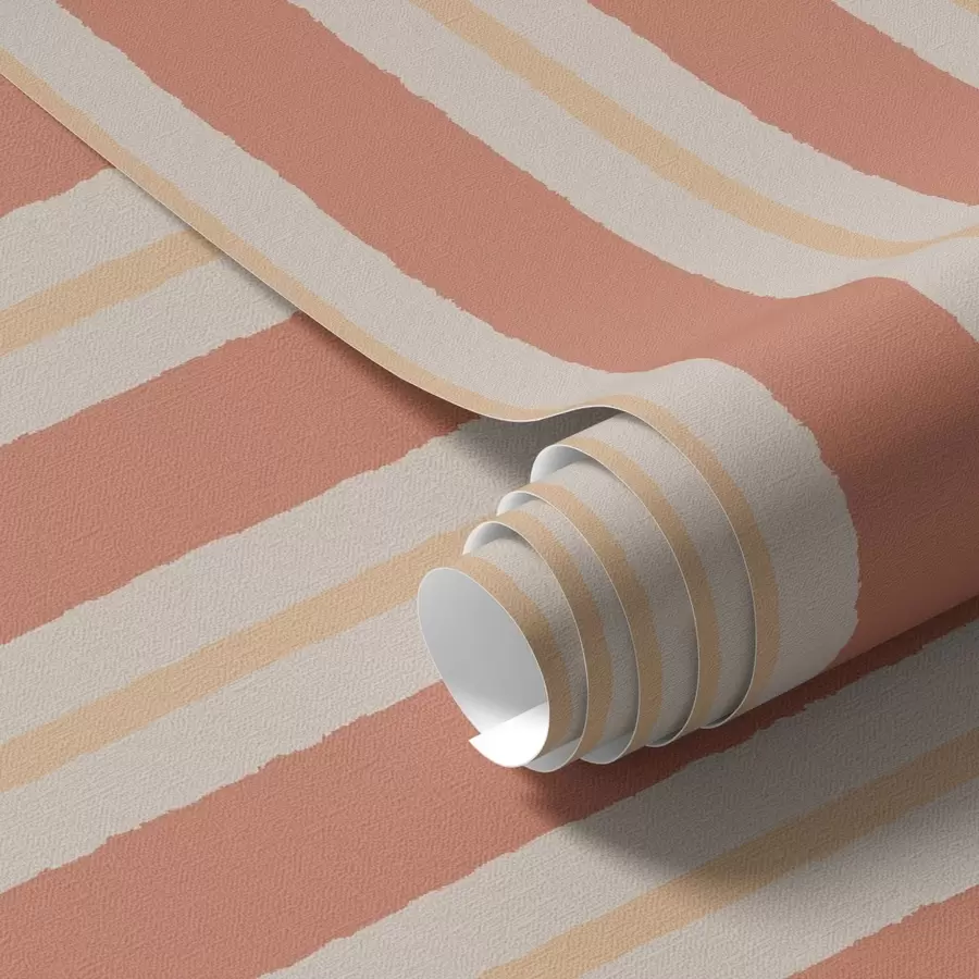 Fotobehang Heldere terracotta strepen met beige accenten a00515