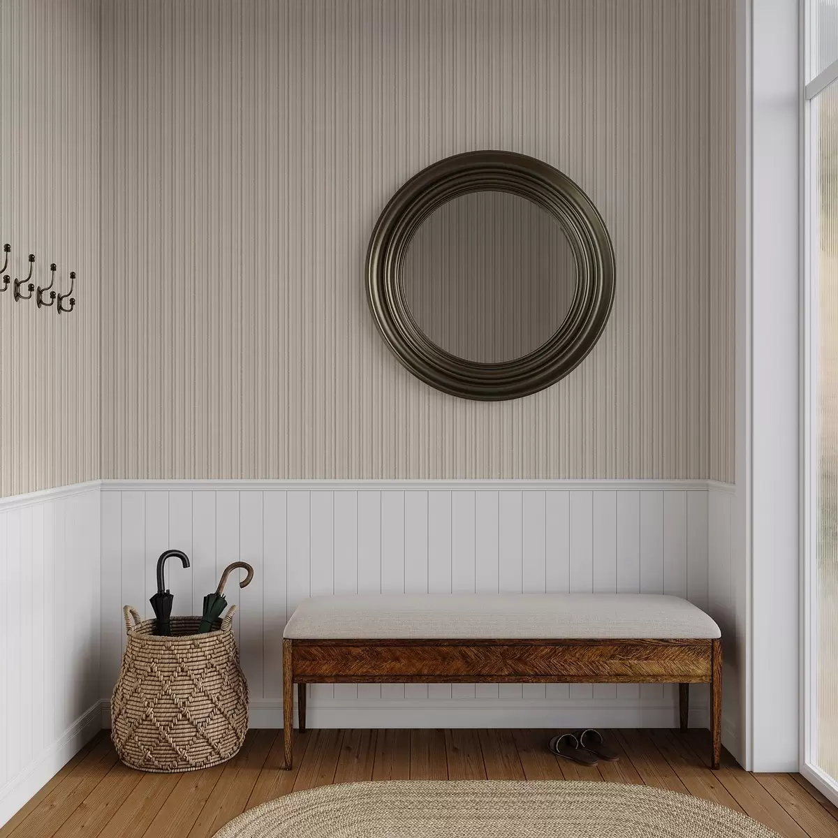 Behang Dunne strepen in lichtbeige tinten a00549