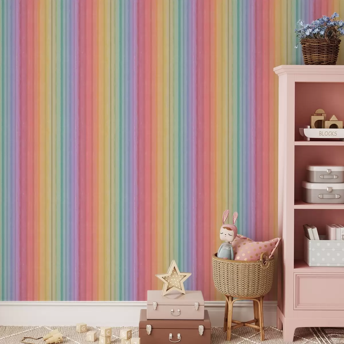Behang Regenboogstrepen met expressieve kleuraccenten a00553