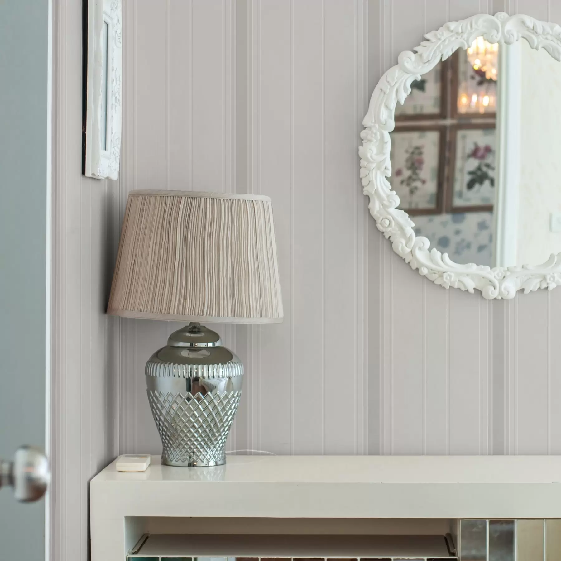 Fotobehang Beige achtergrond met dunne en medium grijswitte strepen a00559