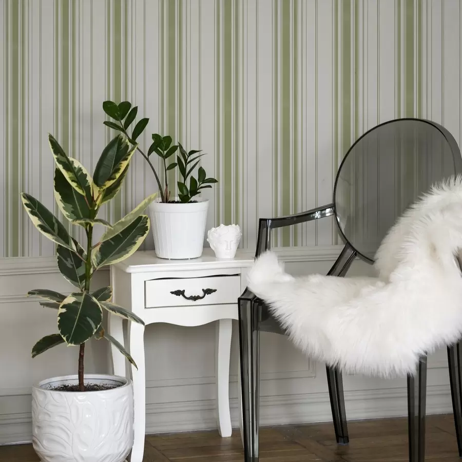 Fotobehang Groene verticale strepen van verschillende breedte a00565