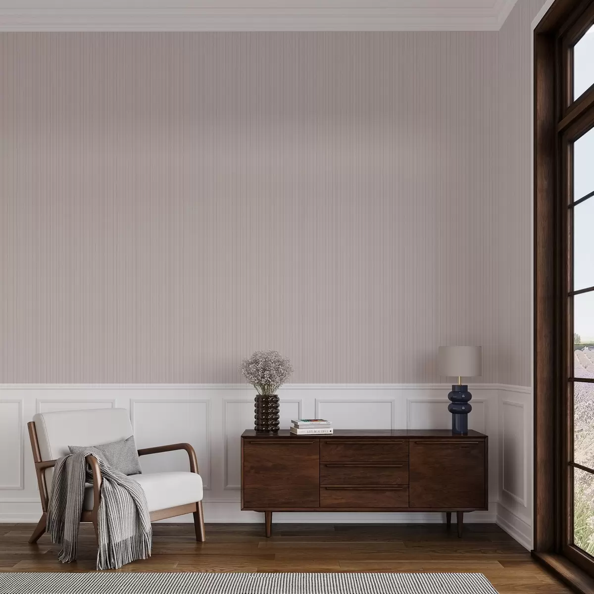 Behang Lichtroze verticale strepen in een delicate stijl a00567