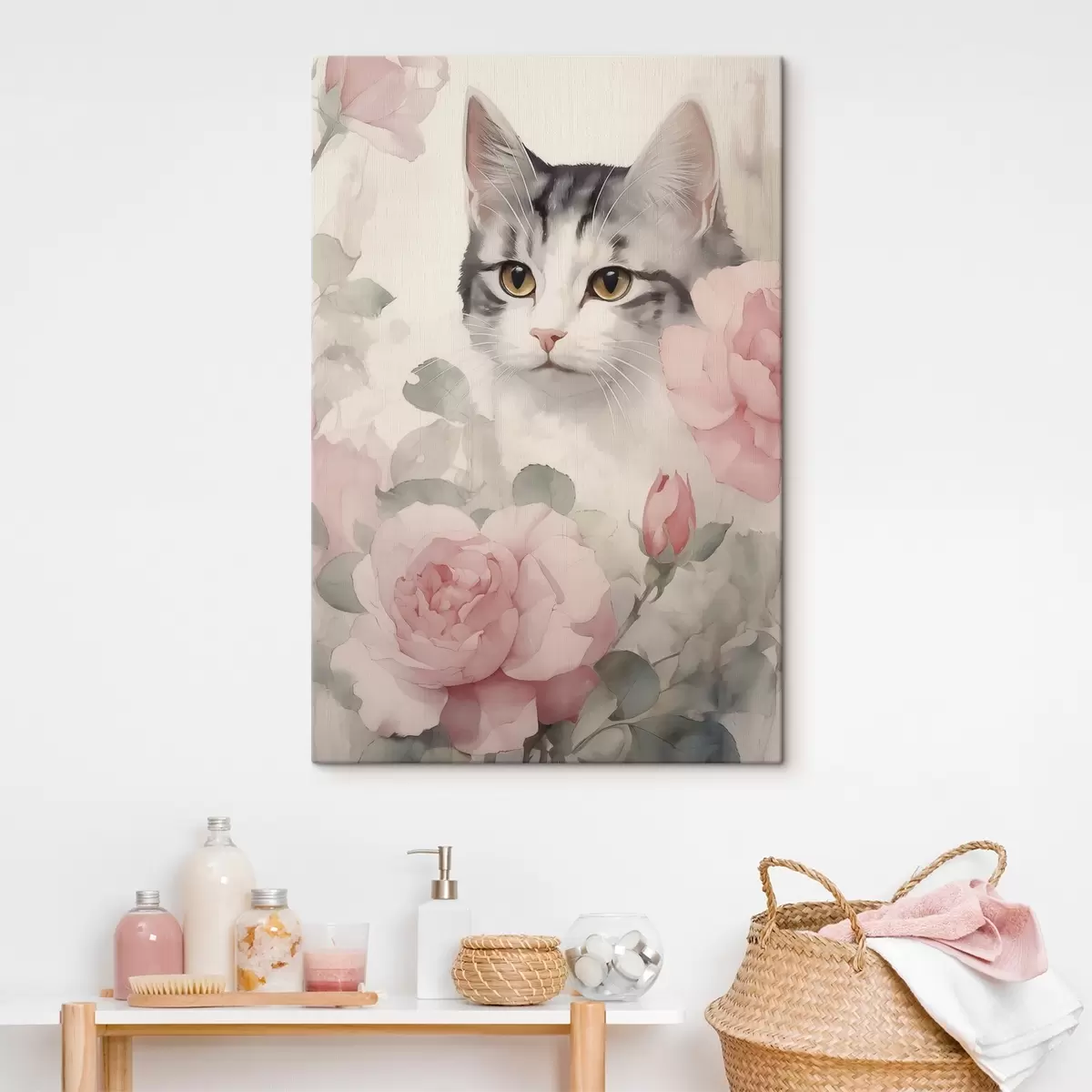  Schilderijen Kat tussen de rozen s45673