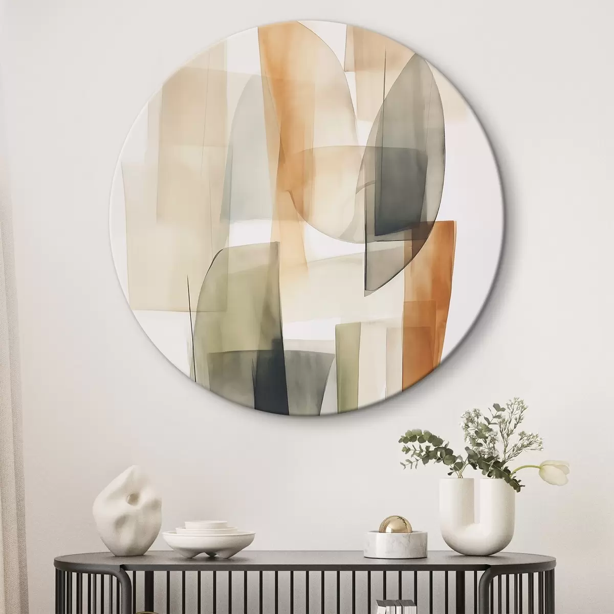 Ronde schilderijen Abstractievlekken imitatie aquarel r45669