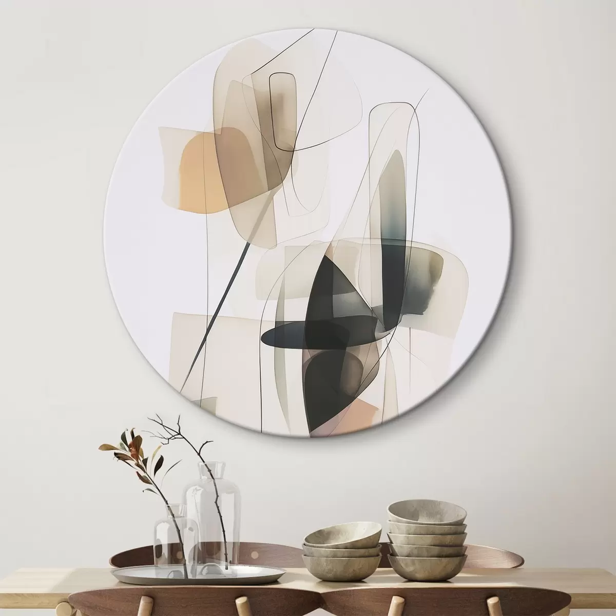 Ronde schilderijen Abstractieplekken r45670