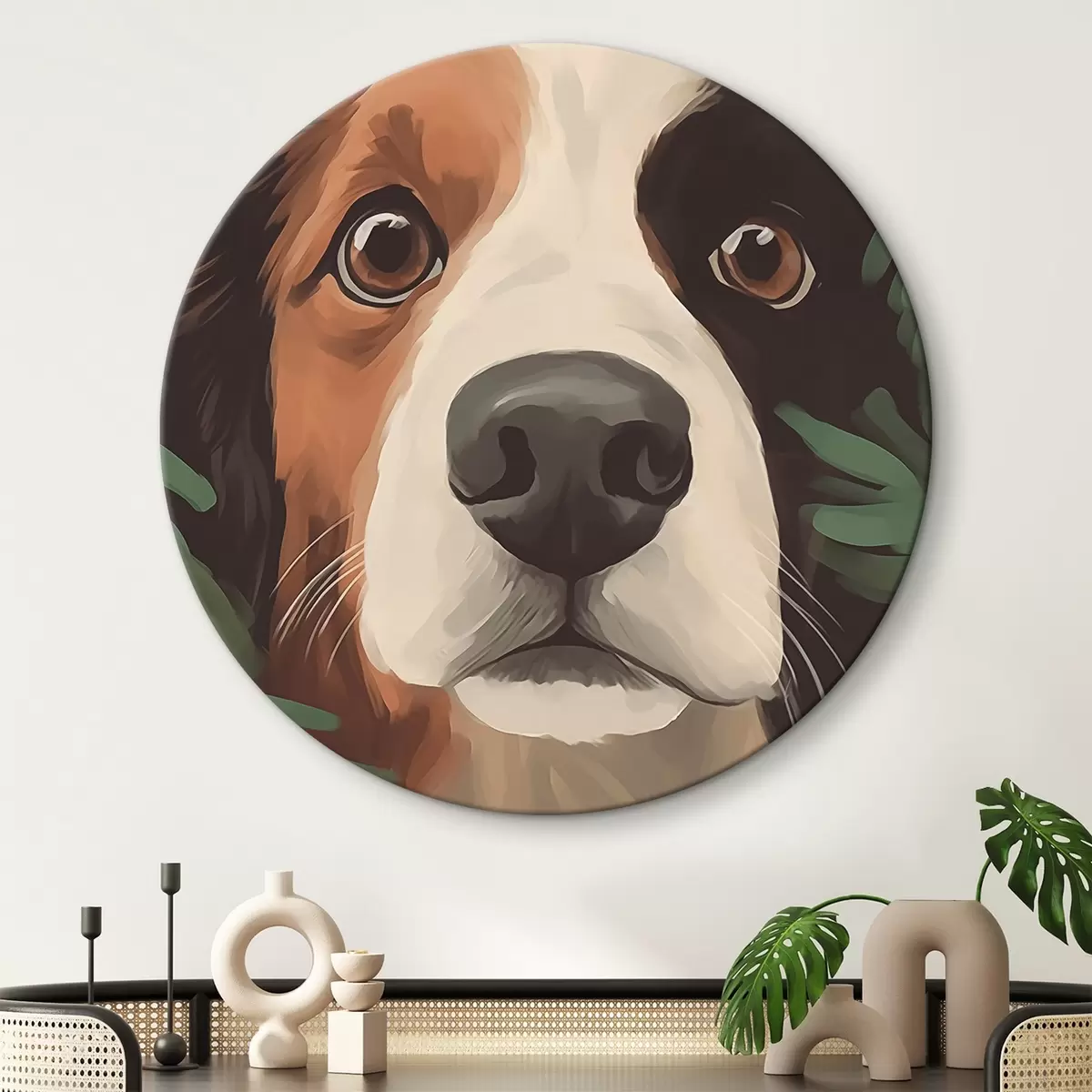 Ronde schilderijen Hond r45675
