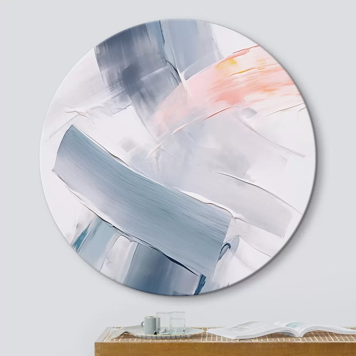Ronde schilderijen Abstractie imitatie van penseelstreken r45679