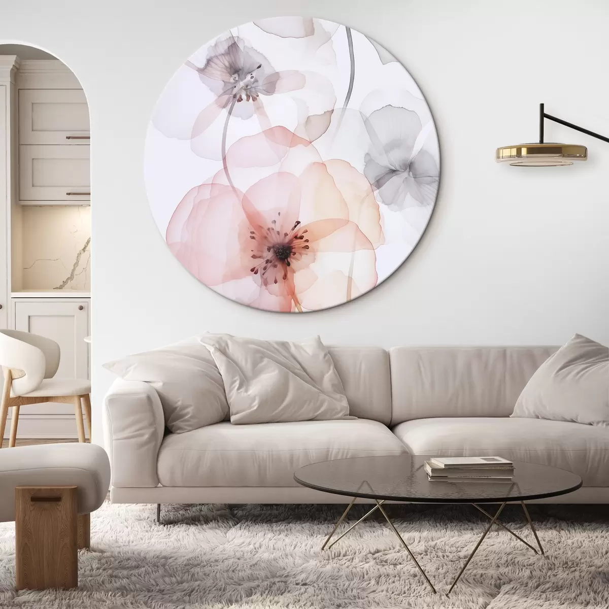 Ronde schilderijen Bloemen imitatie van aquarel r45681