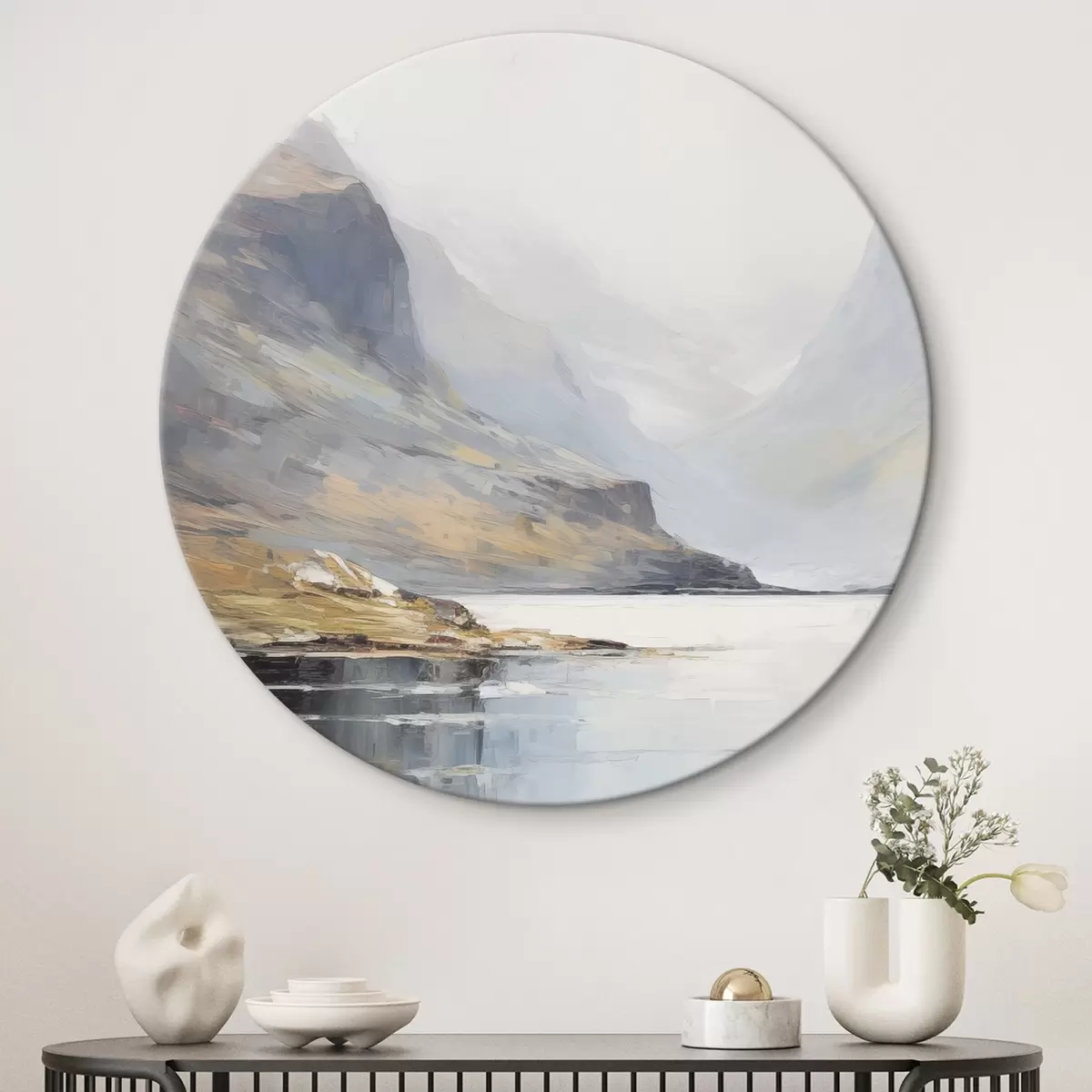 Ronde schilderijen Baai bij de bergen r45687