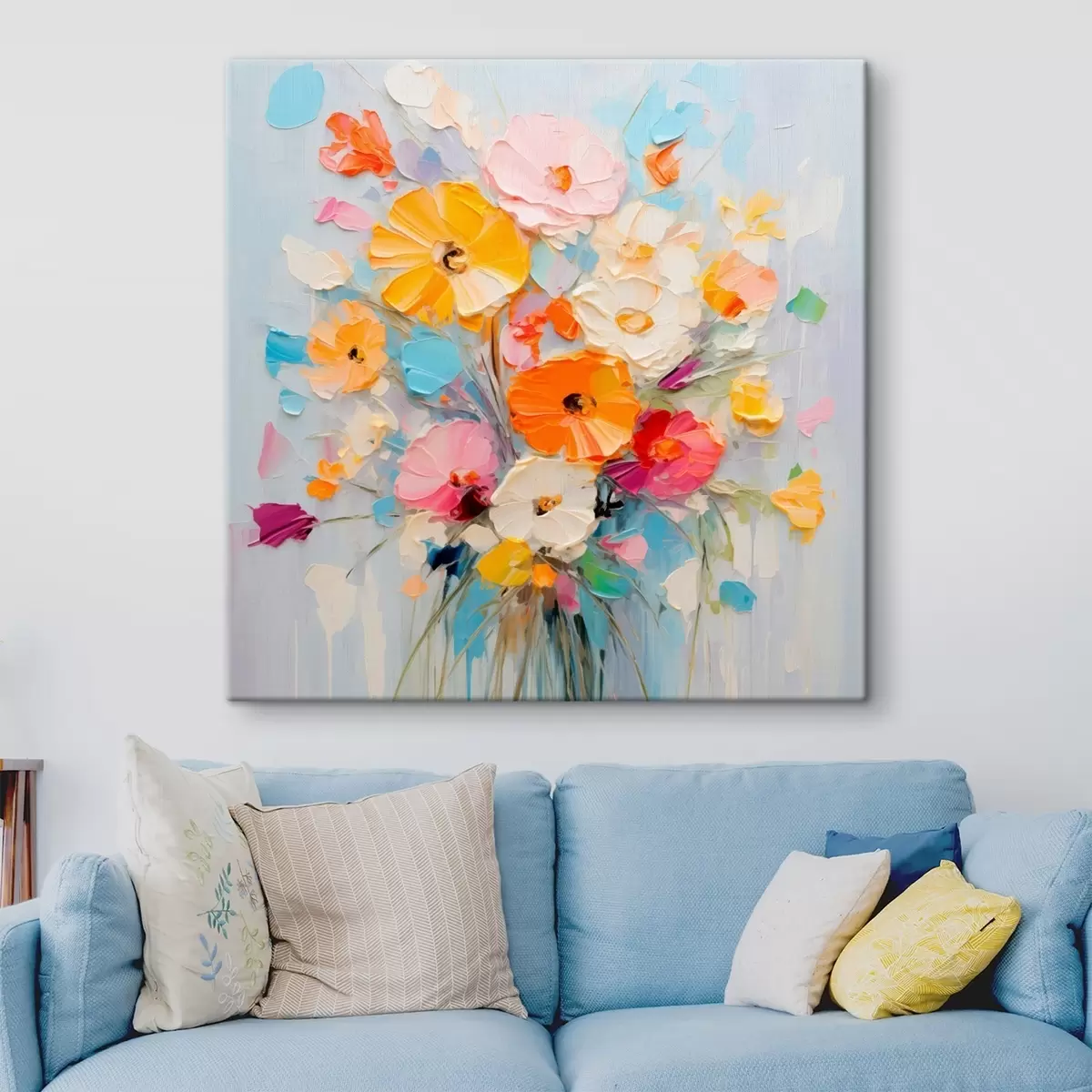  Schilderijen Bloemmotief: abstract boeket in pasteltinten s45599