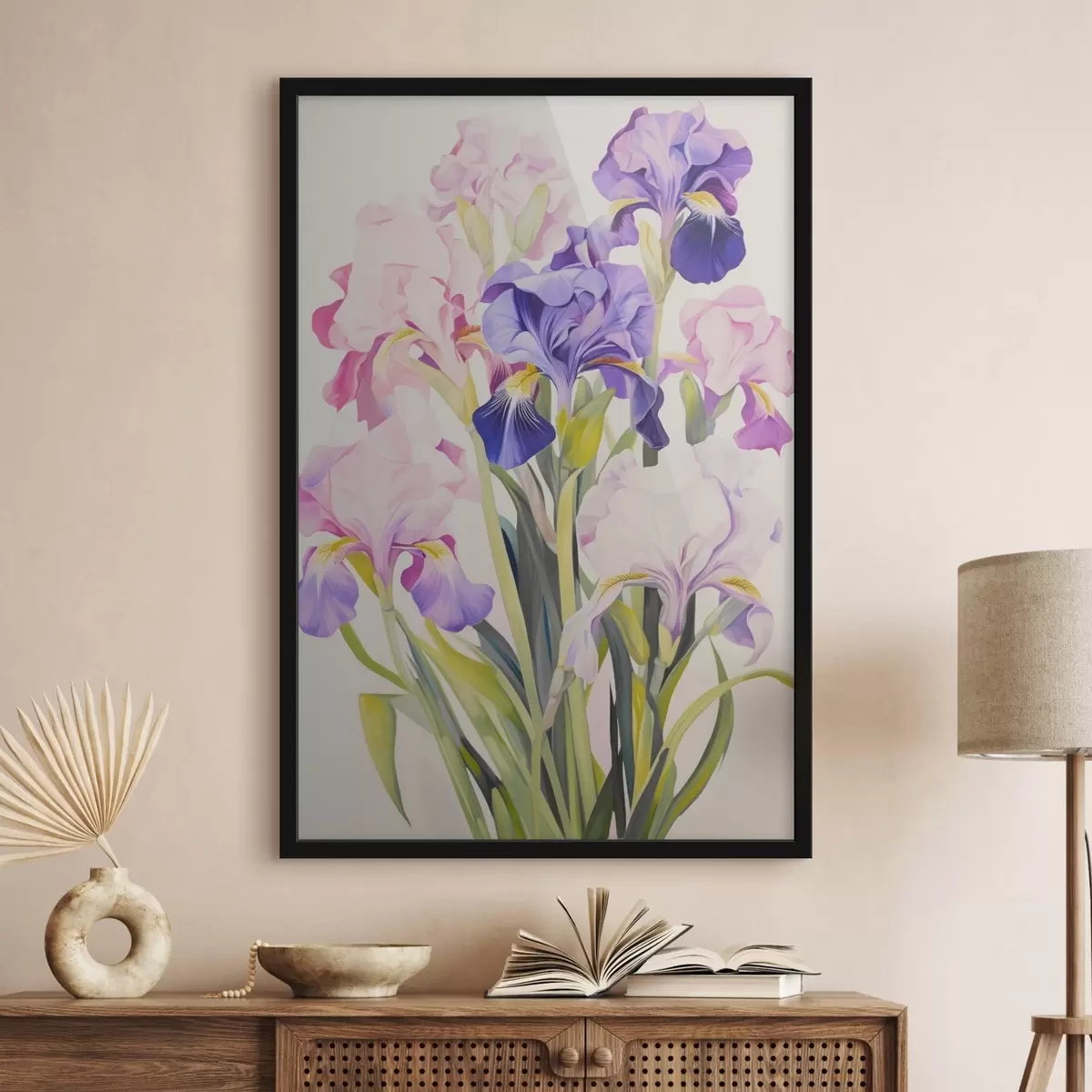 Poster Boeket irissen in lila tinten f45597