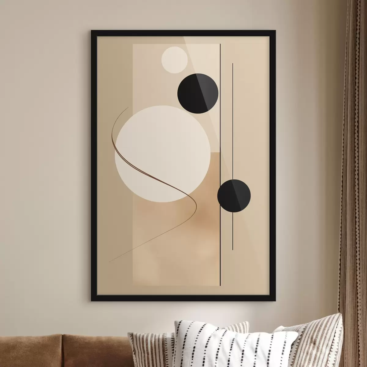 Poster Minimalistische abstracte cirkels op een beige achtergrond f45699