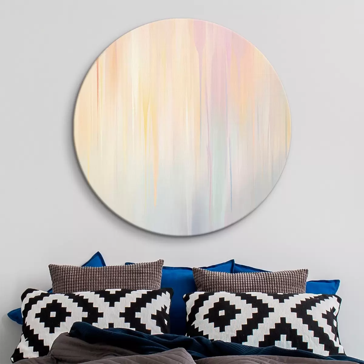 Ronde schilderijen Abstracte verticale strepen in pasteltinten r45508