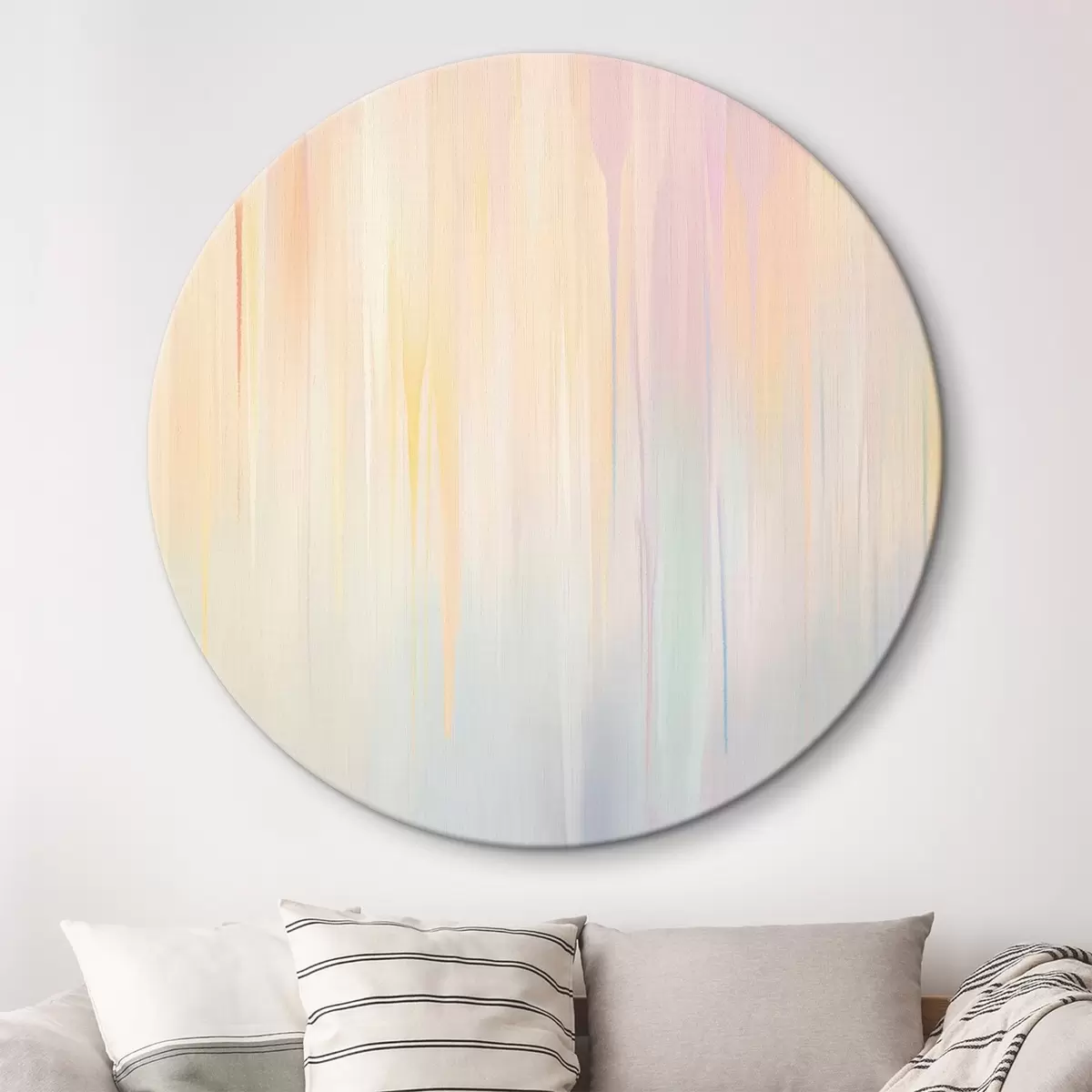 Ronde schilderijen Abstracte verticale strepen in pasteltinten r45508