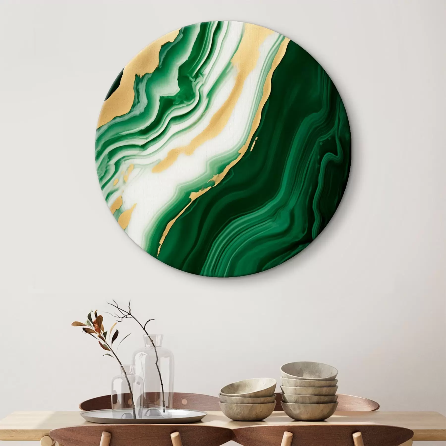  Schilderijen Groen-wit-geel marmeren texturen r45695