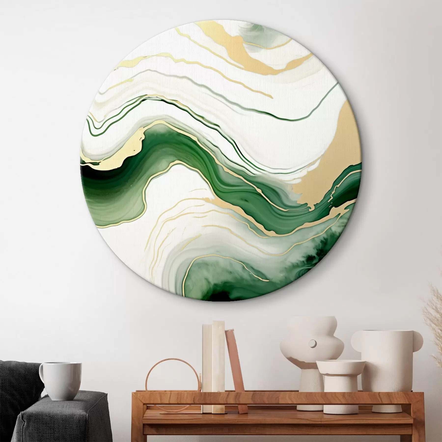  Schilderijen Lichtgroene en oranje marmerpatronen r45696