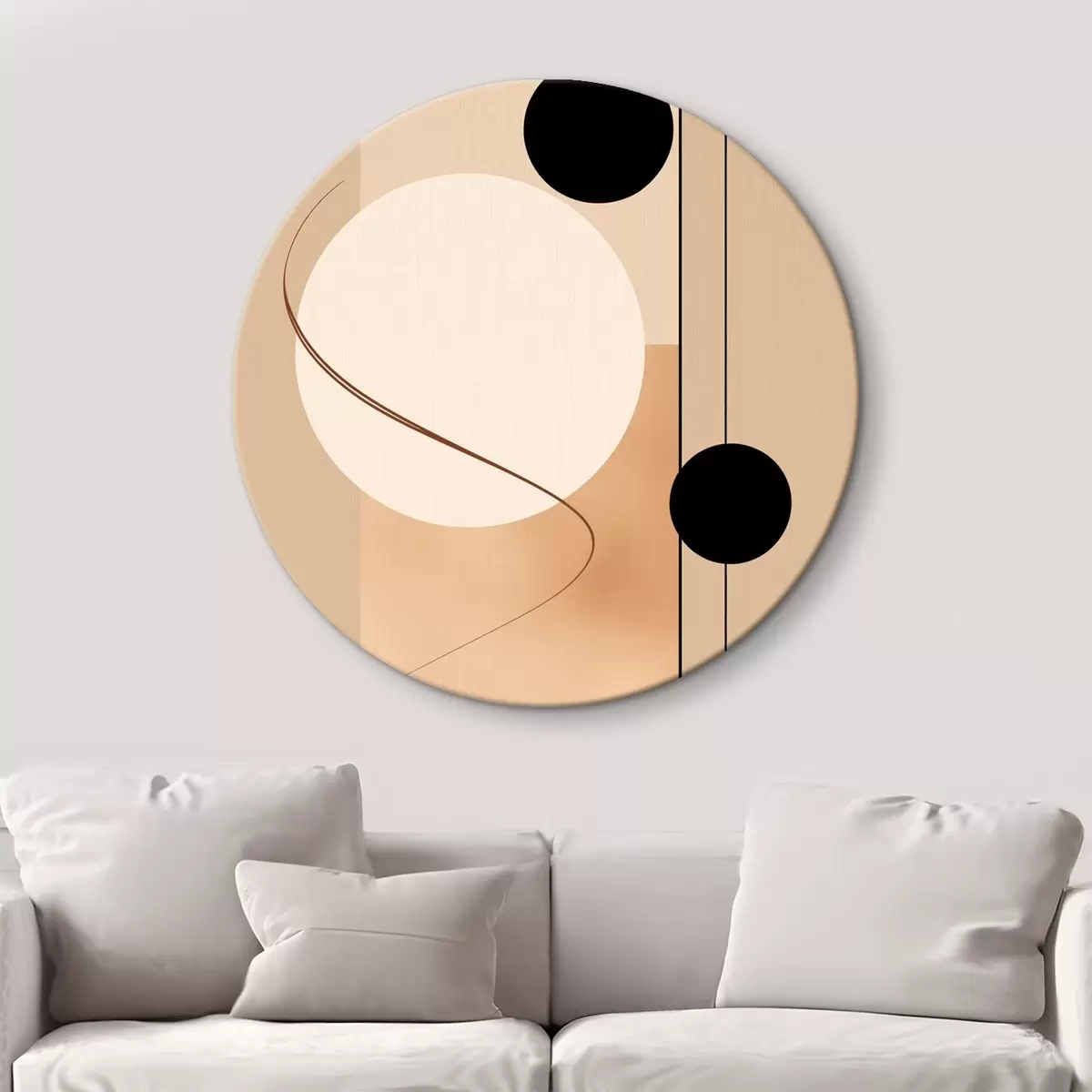 Ronde schilderijen Minimalistische abstracte cirkels op een beige achtergrond r45699