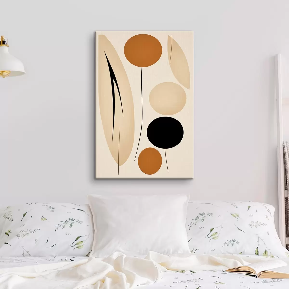  Schilderijen Abstracte compositie met zwarte en oranje cirkels s45700