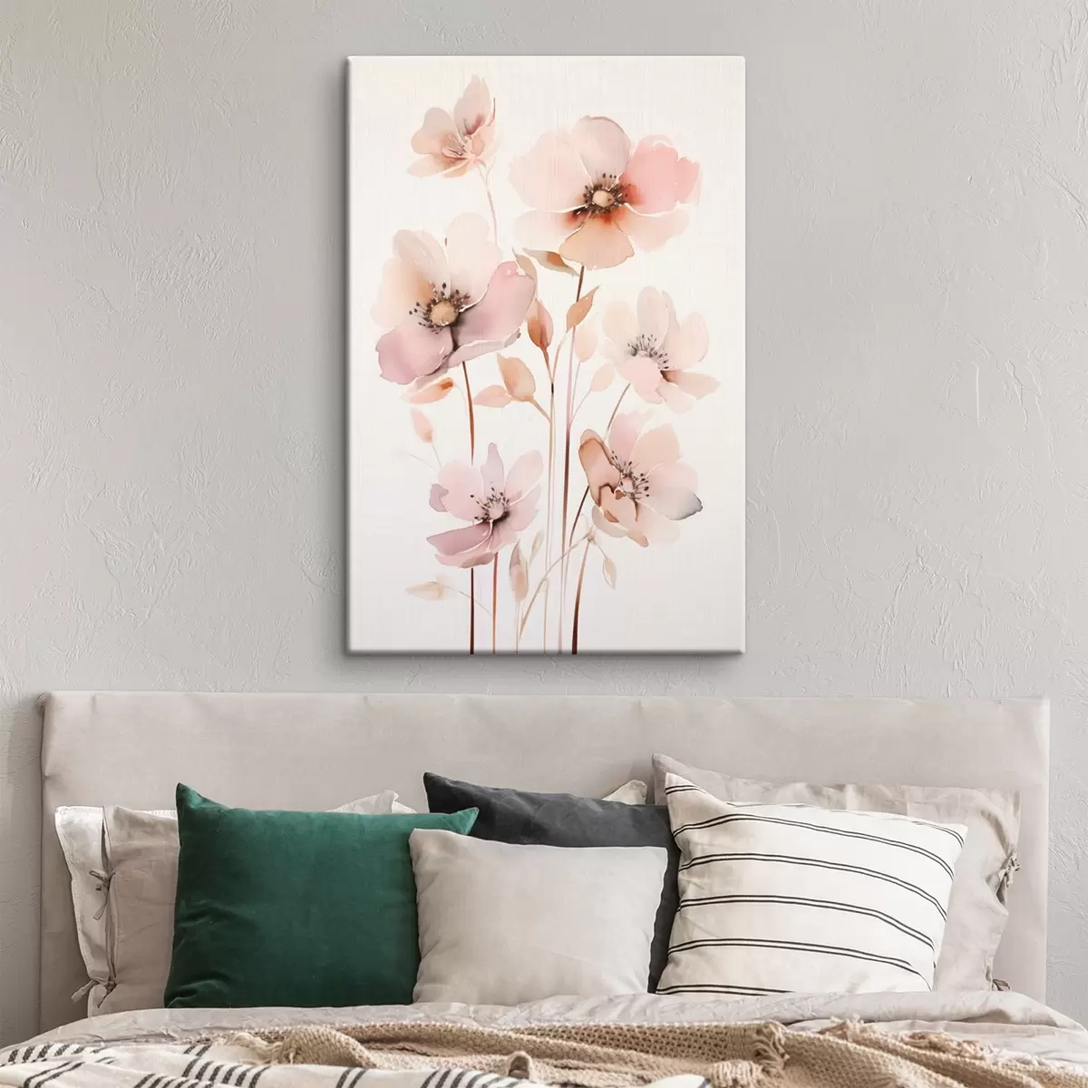  Schilderijen Aquarelroze bloemen op dunne stelen s45701