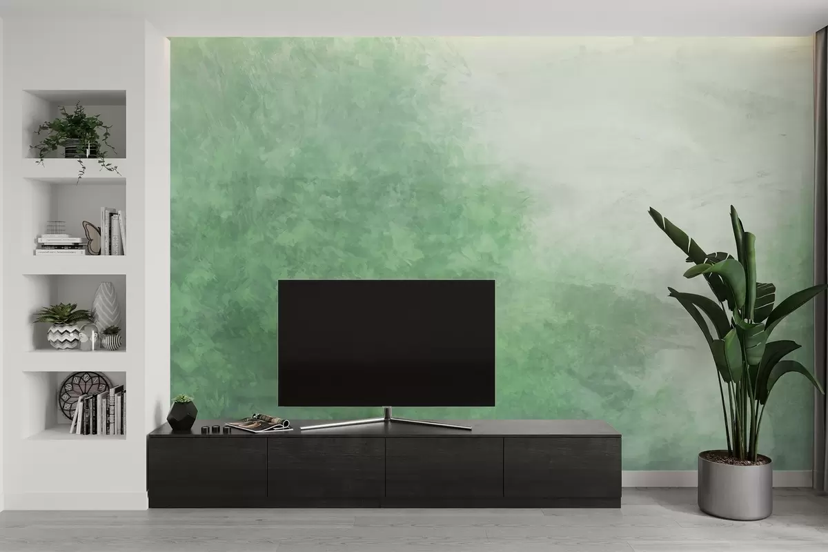 Fotobehang  Imitatie van bladeren op een betonnen muur w04468v2