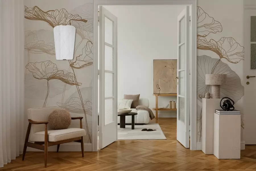 Fotobehang Diverse lotusbladeren w04471