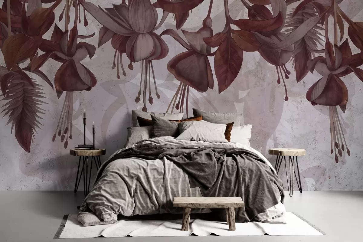 Fotobehang Hangende bloemen in grungestijl w04472