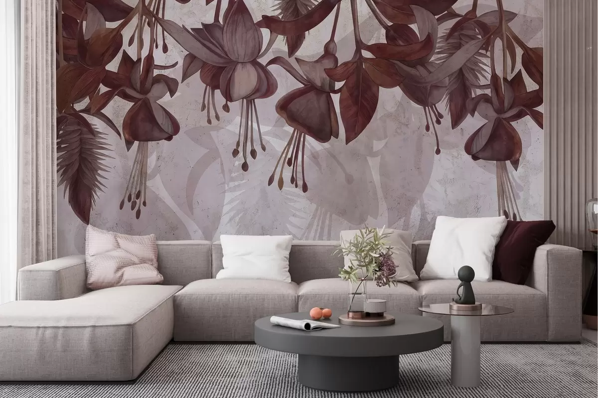 Fotobehang Hangende bloemen in grungestijl w04472