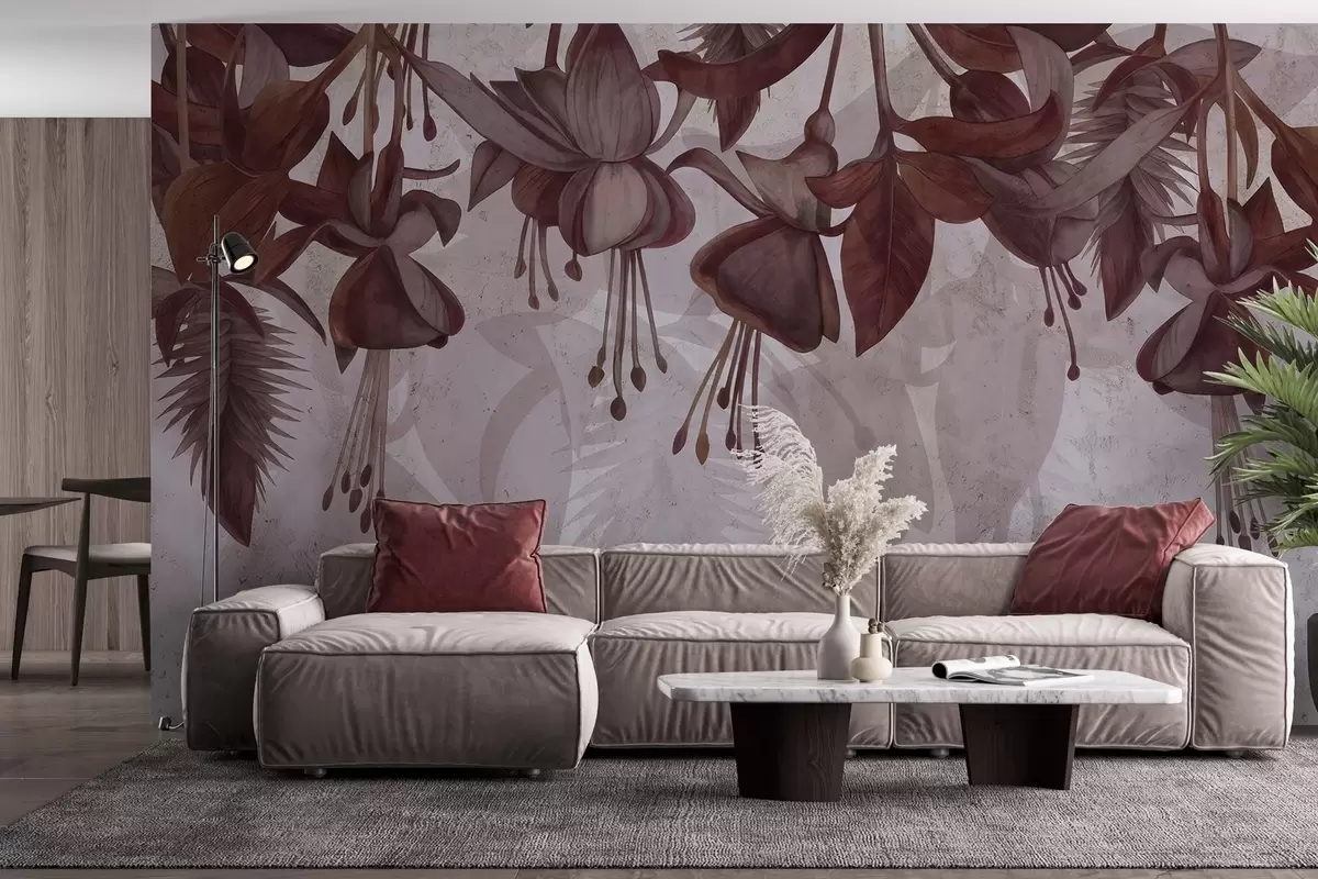 Fotobehang Hangende bloemen in grungestijl w04472