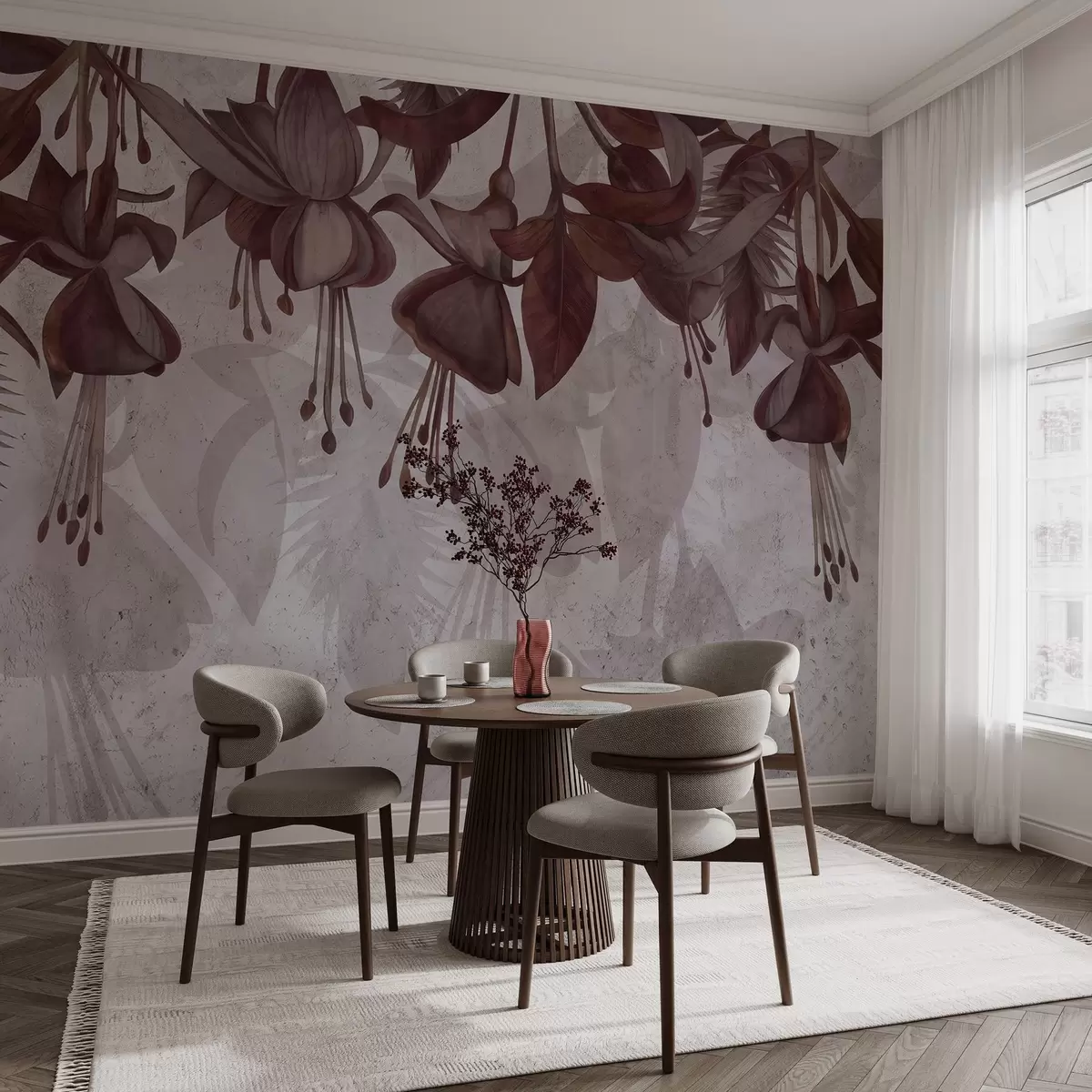 Fotobehang Hangende bloemen in grungestijl w04472