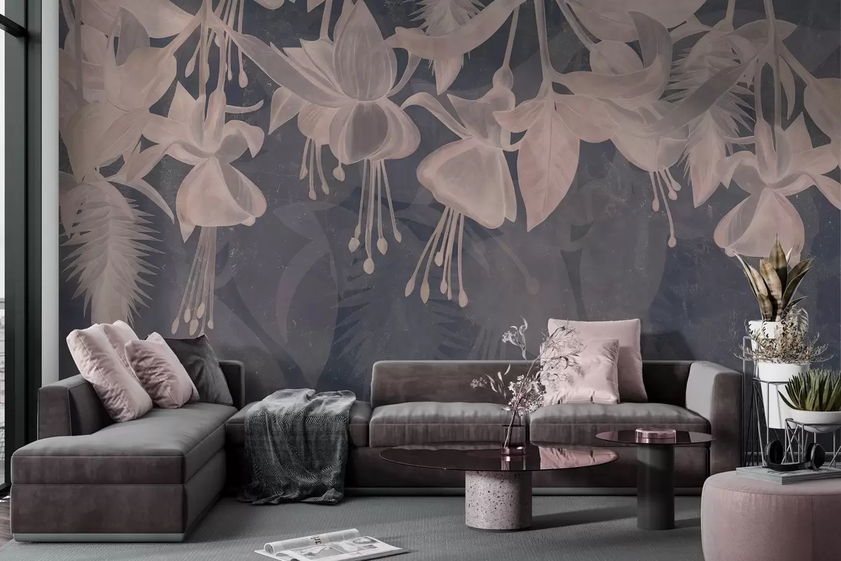Fotobehang Hangende bloemen in grungestijl w04472v2