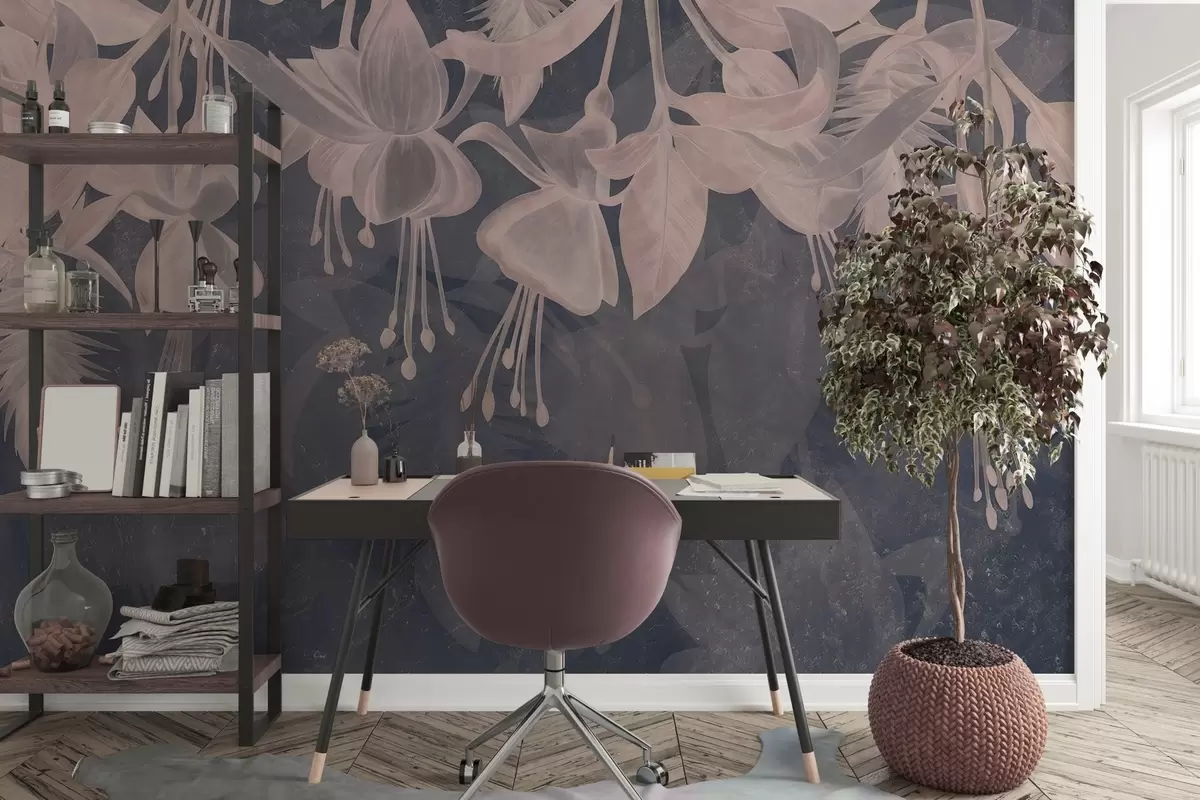 Fotobehang Hangende bloemen in grungestijl w04472v2