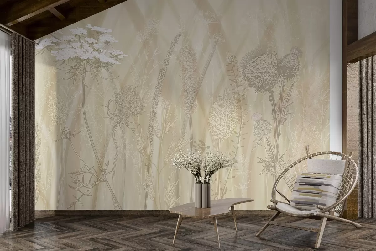 Fotobehang Grassen en herbarium w04473