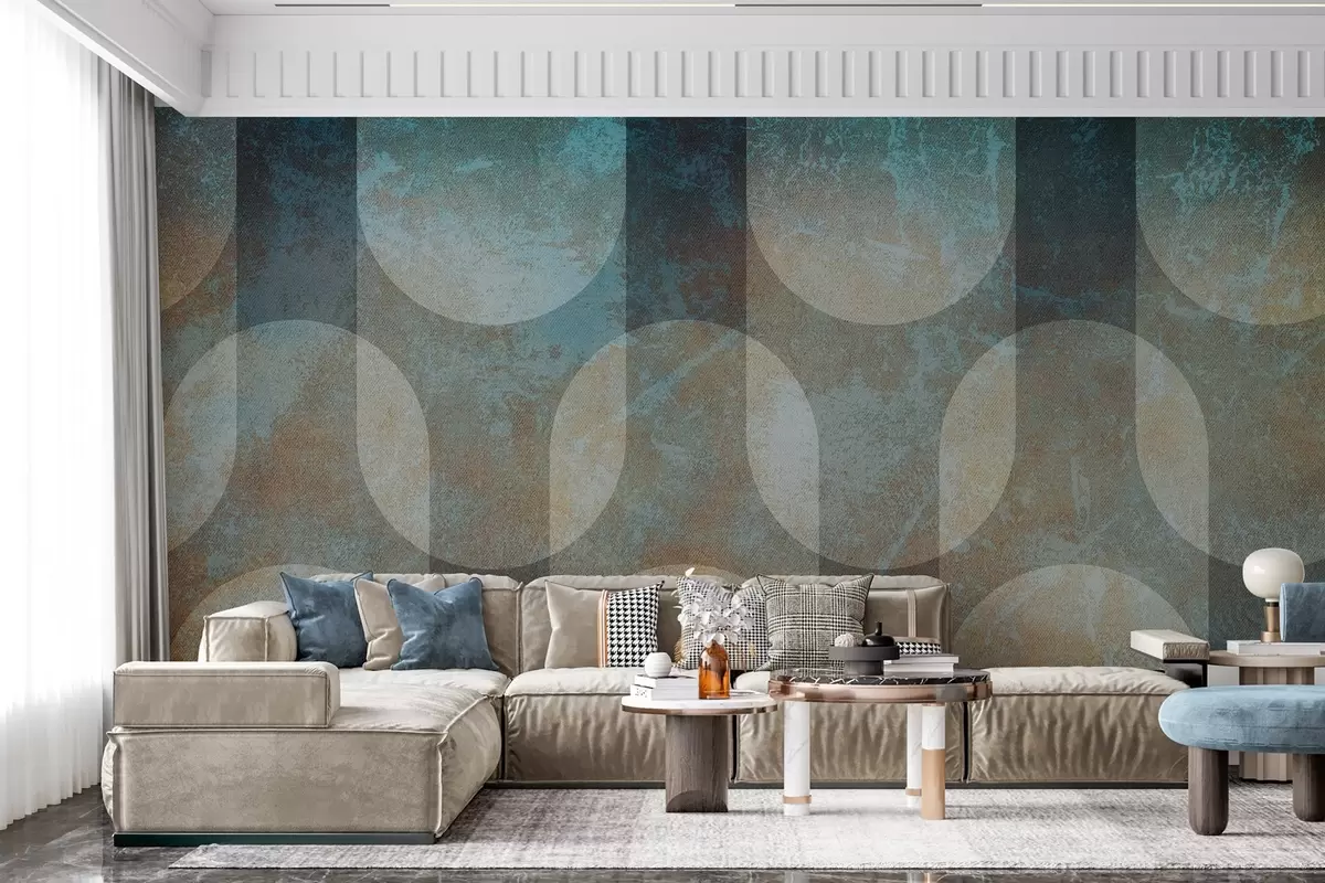 Fotobehang Abstracte geometrie in retro-moderne stijl w04495