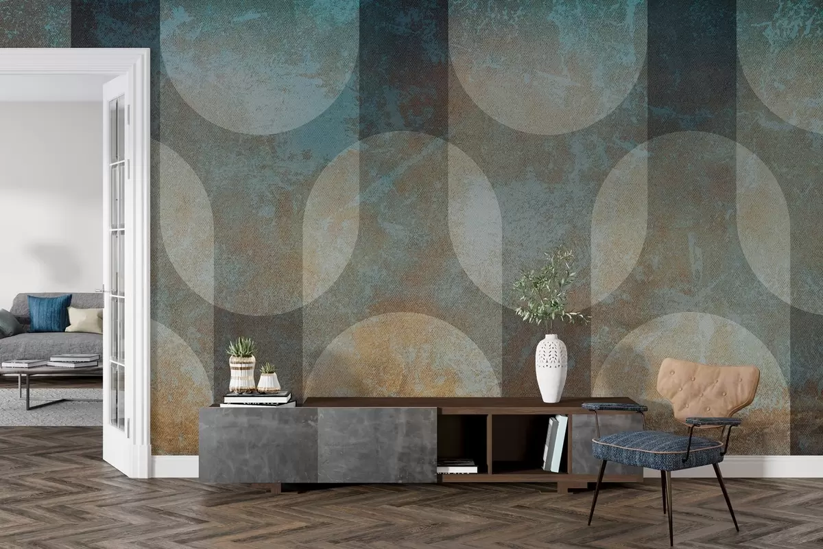 Fotobehang Abstracte geometrie in retro-moderne stijl w04495