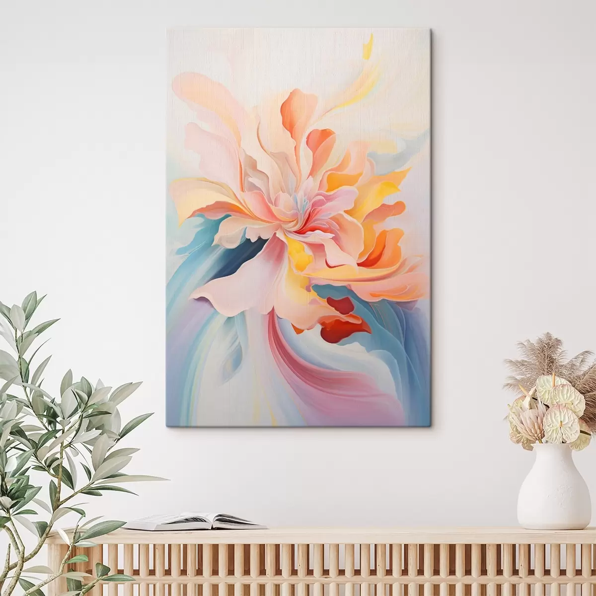  Schilderijen Abstracte bloem in pasteltinten s45640