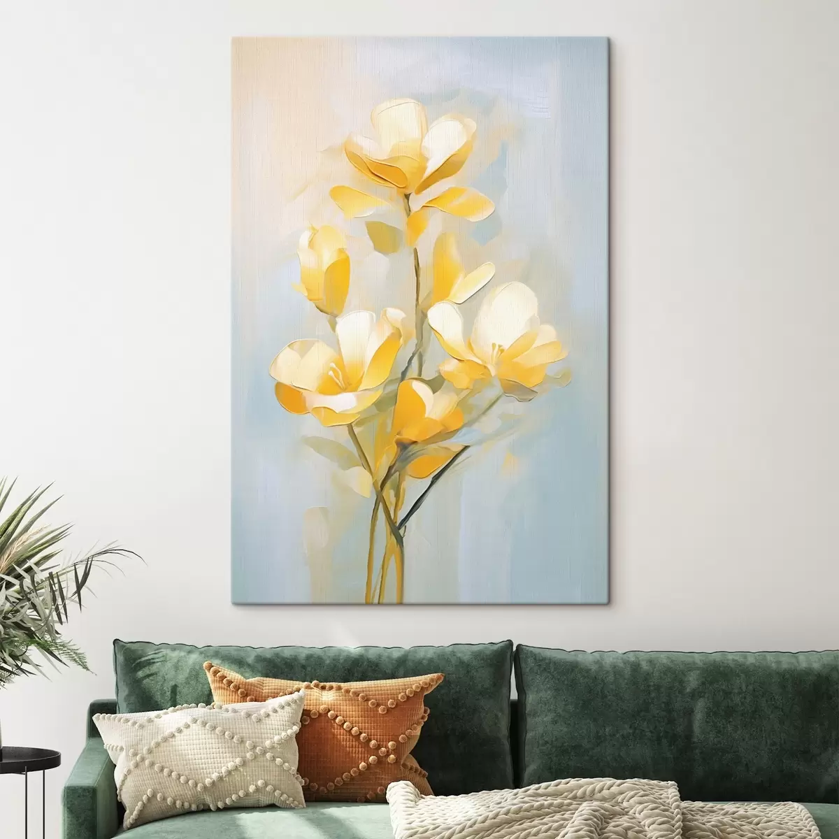  Schilderijen Delicate gele bloemen in olieverfschilderijstijl s45651