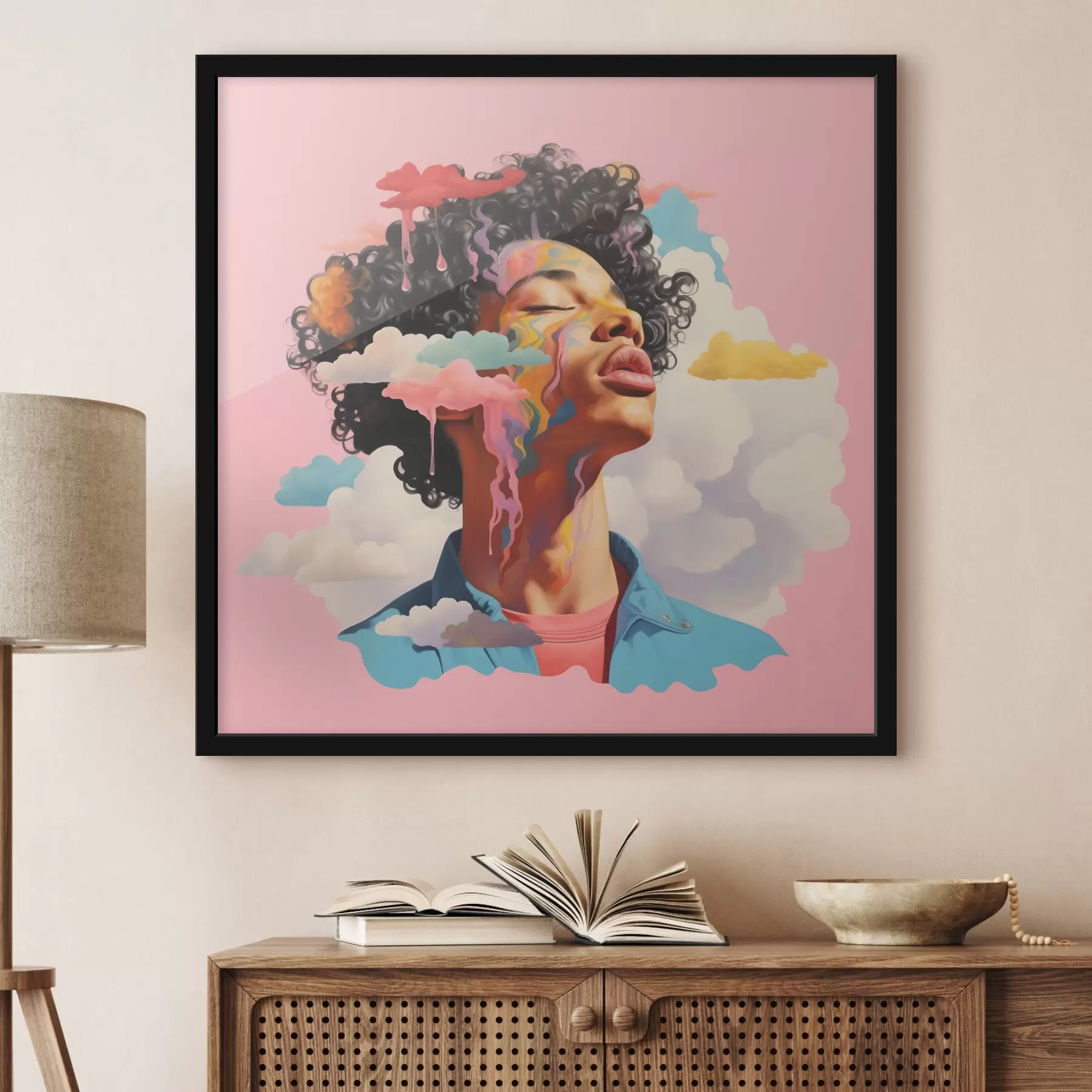Fotobehang Dromer in de wolken in aquarelstijl f45636