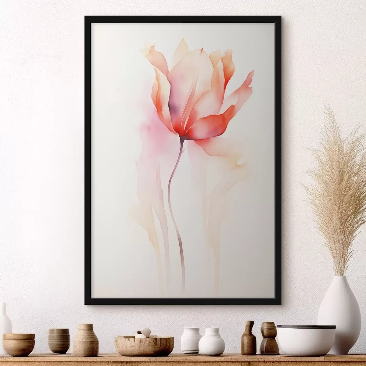 Poster Minimalistische bloemen in aquarelstijl f45637