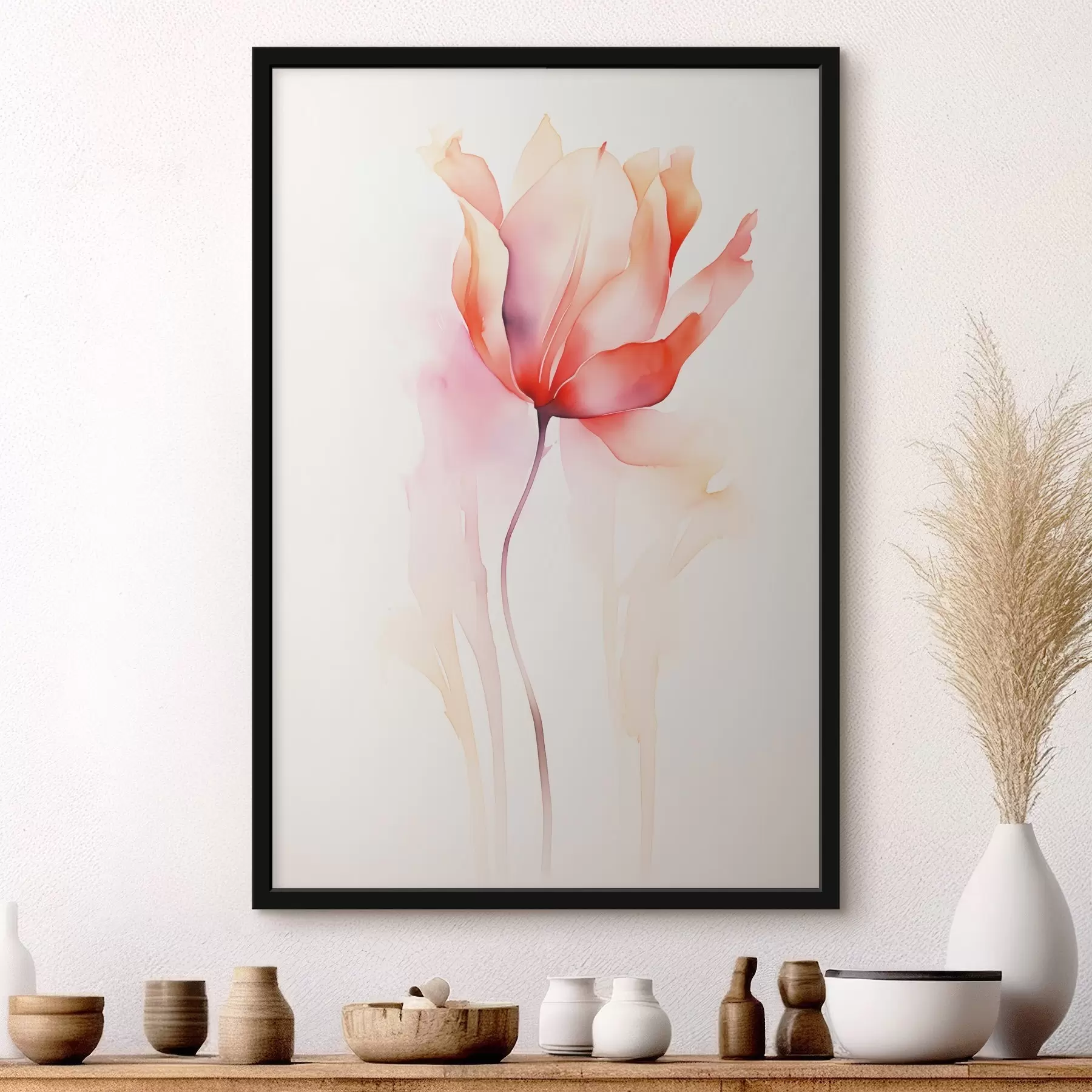 Fotobehang Minimalistische bloemen in aquarelstijl f45637