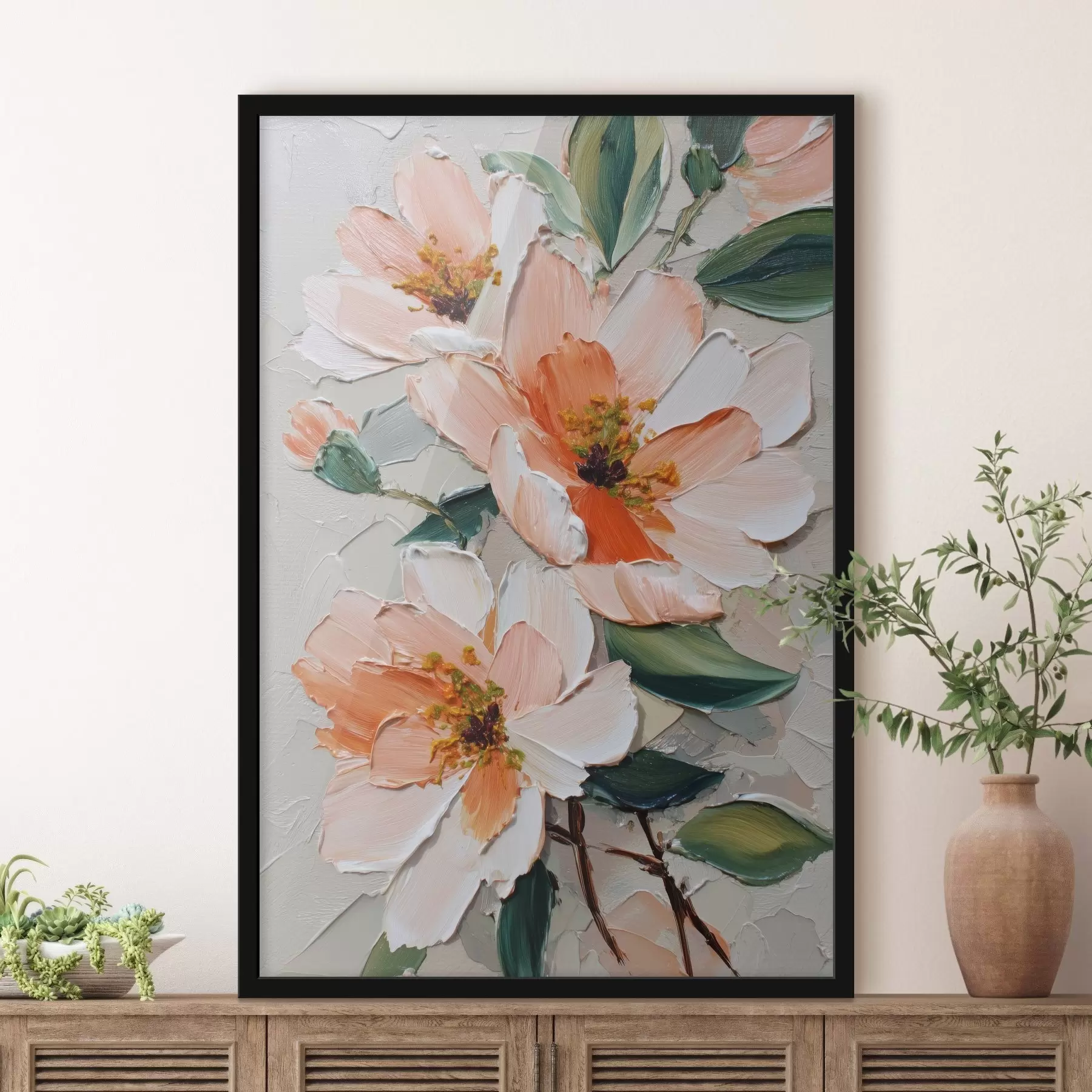 Fotobehang Bloemcompositie in olieverfschilderijstijl f45646