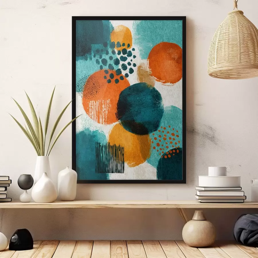 Fotobehang Heldere vormen in abstracte schilderstijl f45649