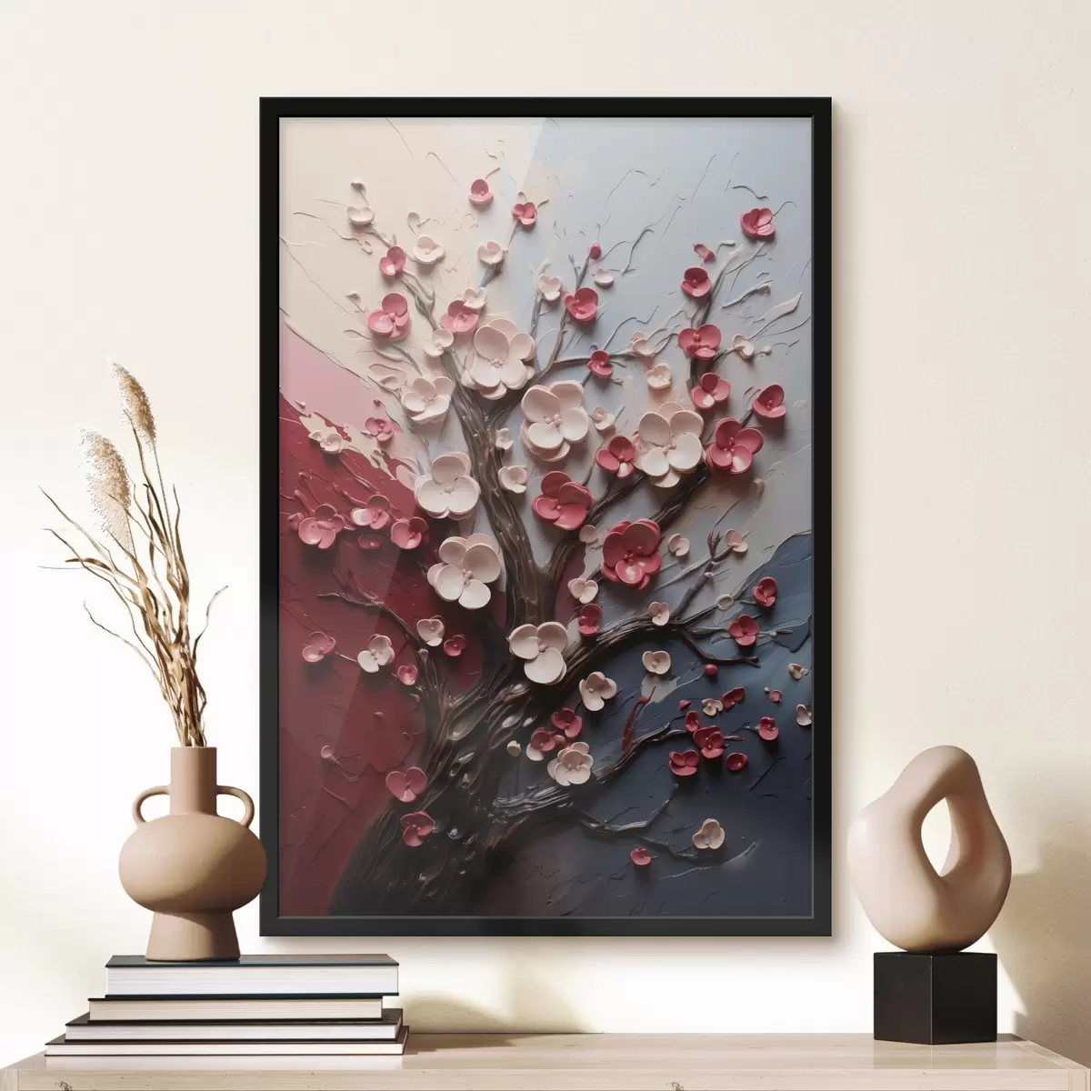 Poster Volumetrische sakura in structuurschilderstijl f45650