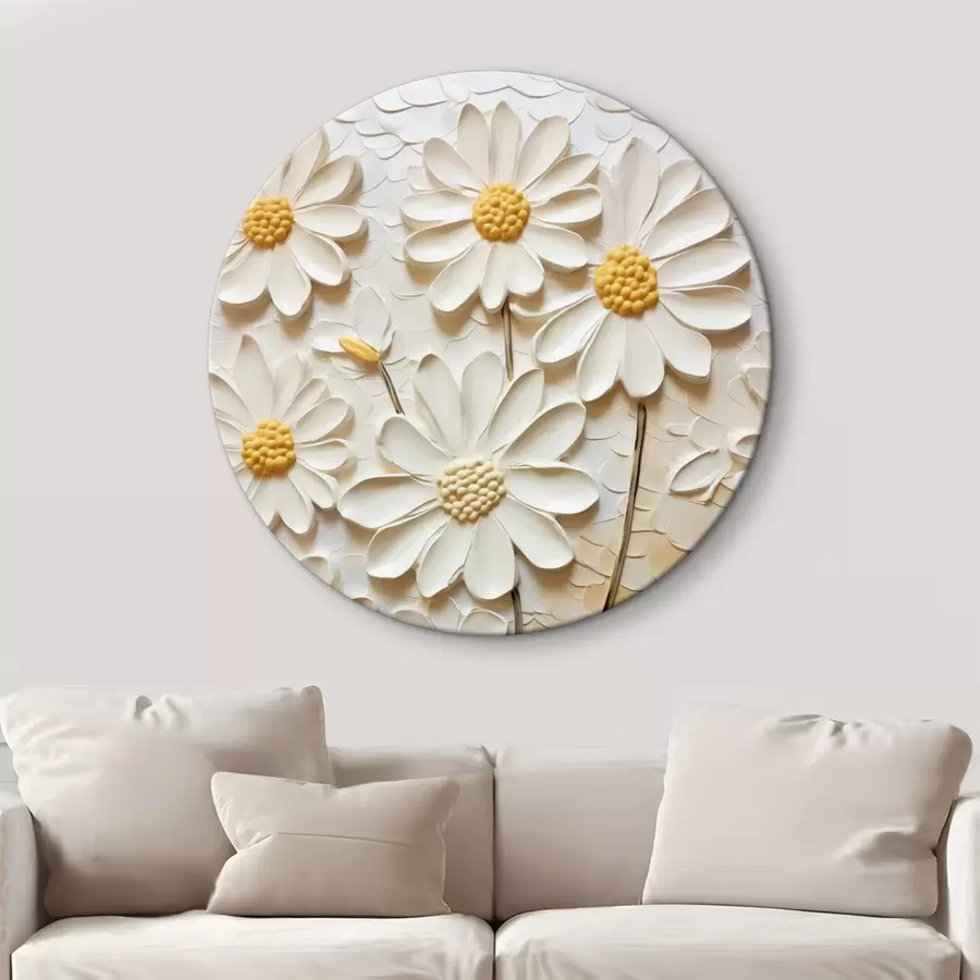  Schilderijen Madeliefjes in impasto stijl: witte bloemblaadjes r45647