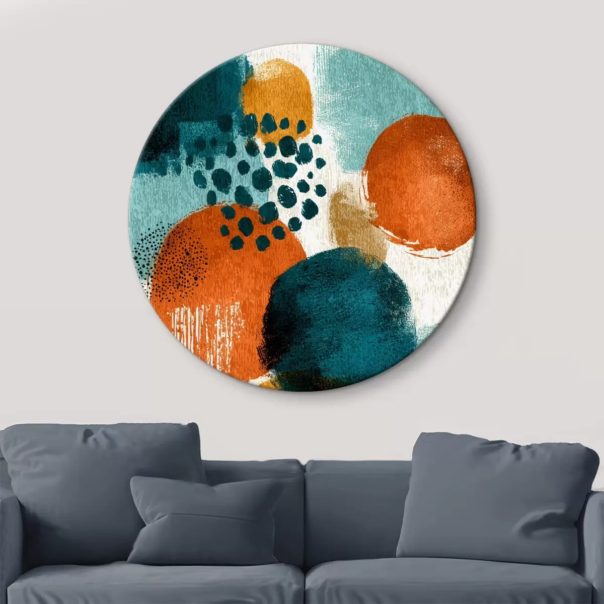 Ronde schilderijen Heldere vormen in abstracte schilderstijl r45649