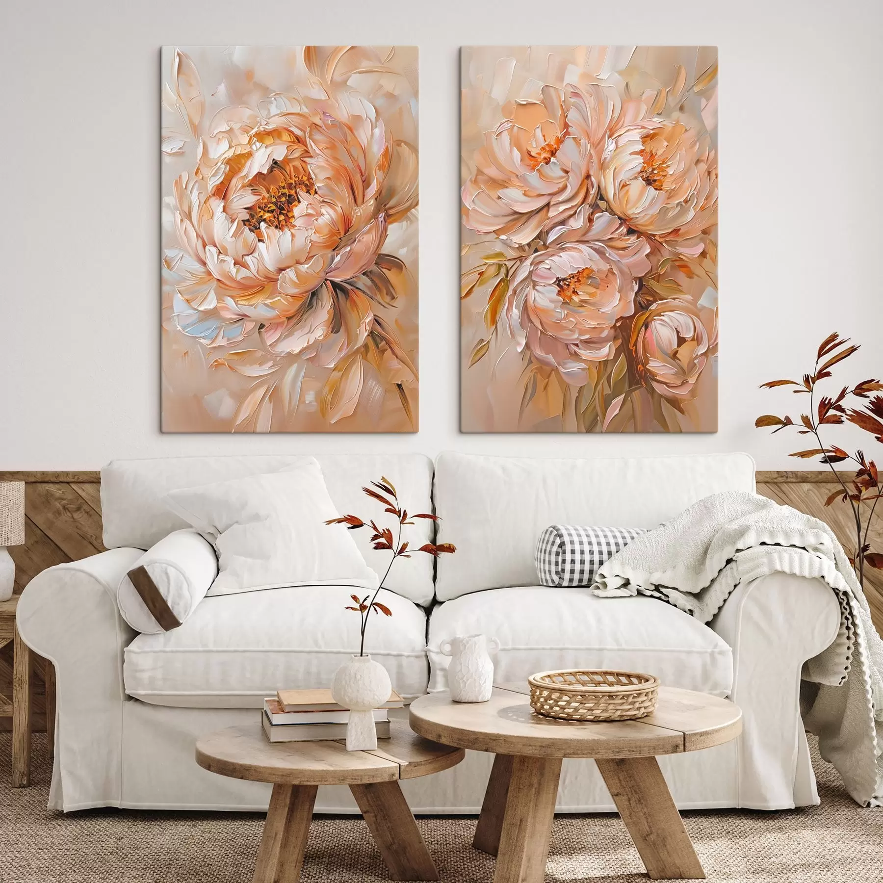  Schilderijen Delicate abstracte pioenrozen m00673