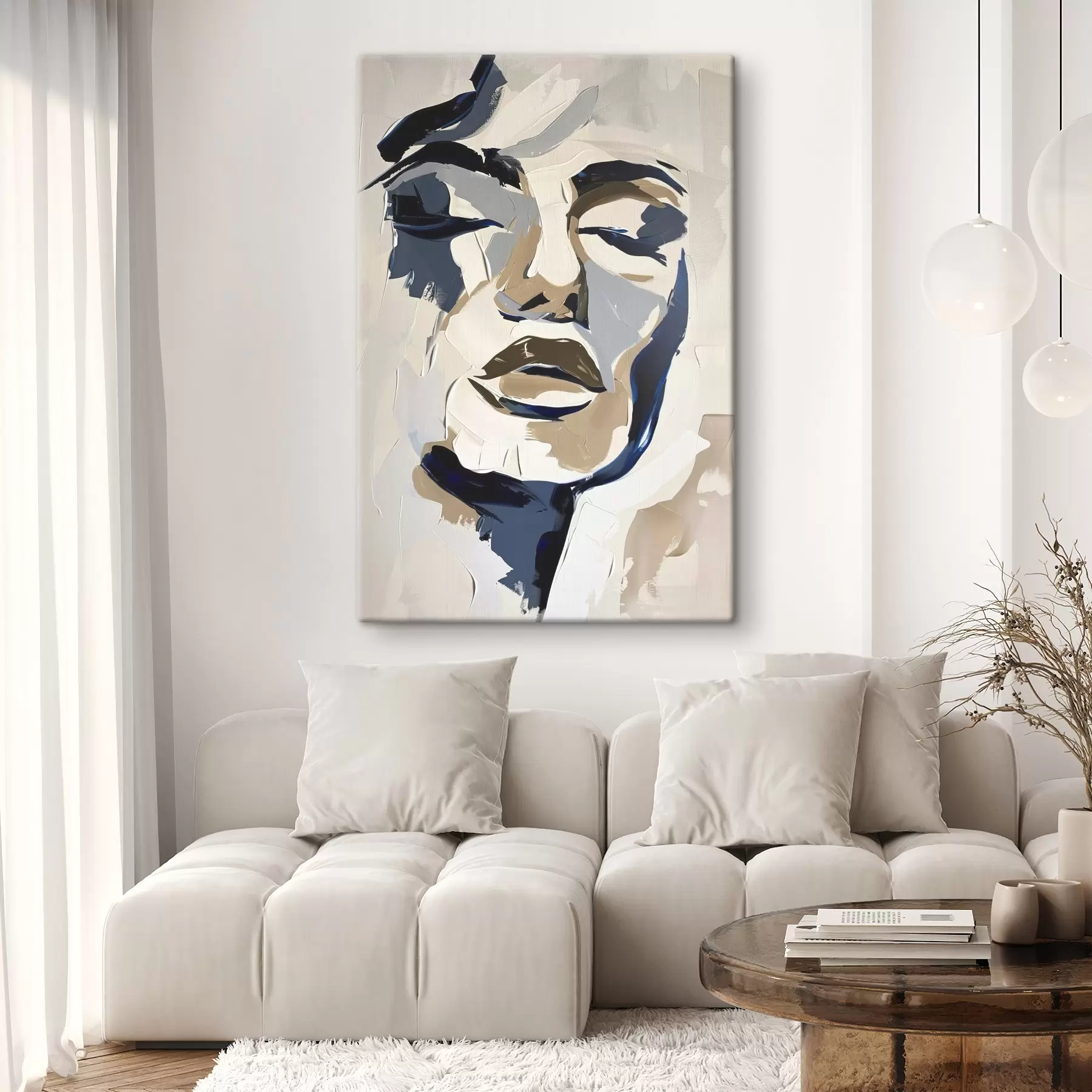  Schilderijen Abstract portret van een vrouw met imitatie penseelstreken s45743