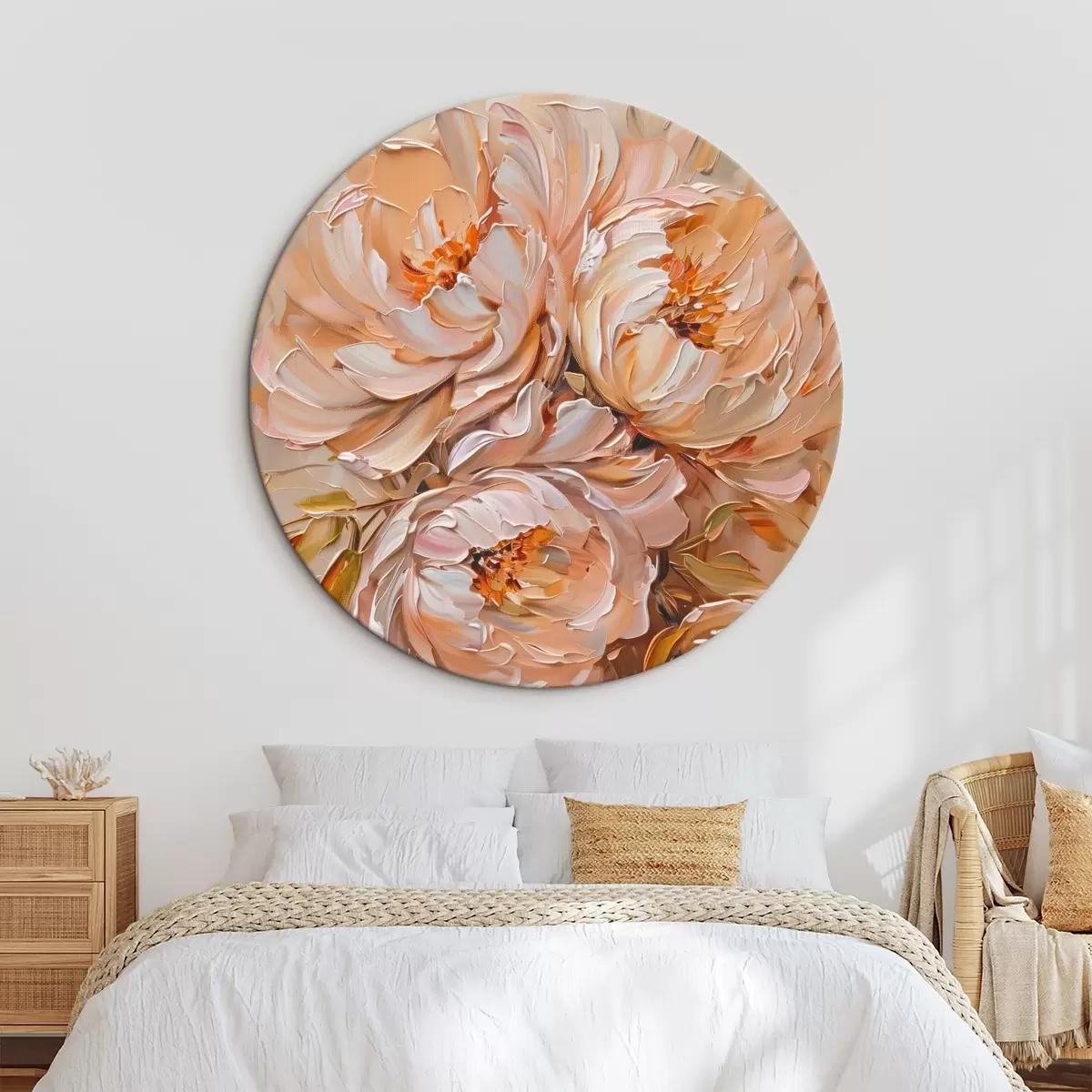 Ronde schilderijen Delicate abstracte pioenrozen r45592