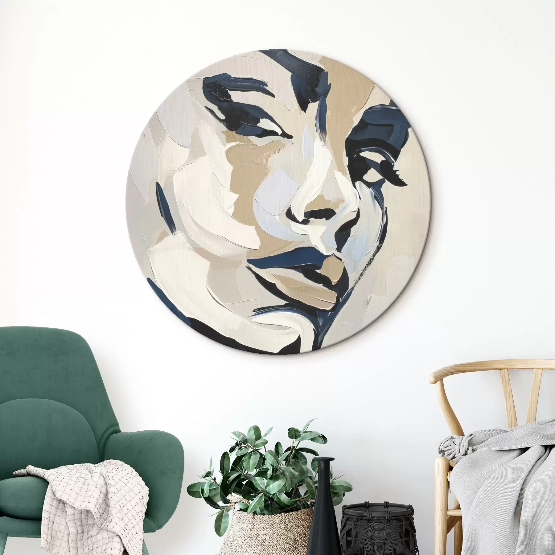  Schilderijen Abstract portret van een vrouw met imitatie penseelstreken r45593