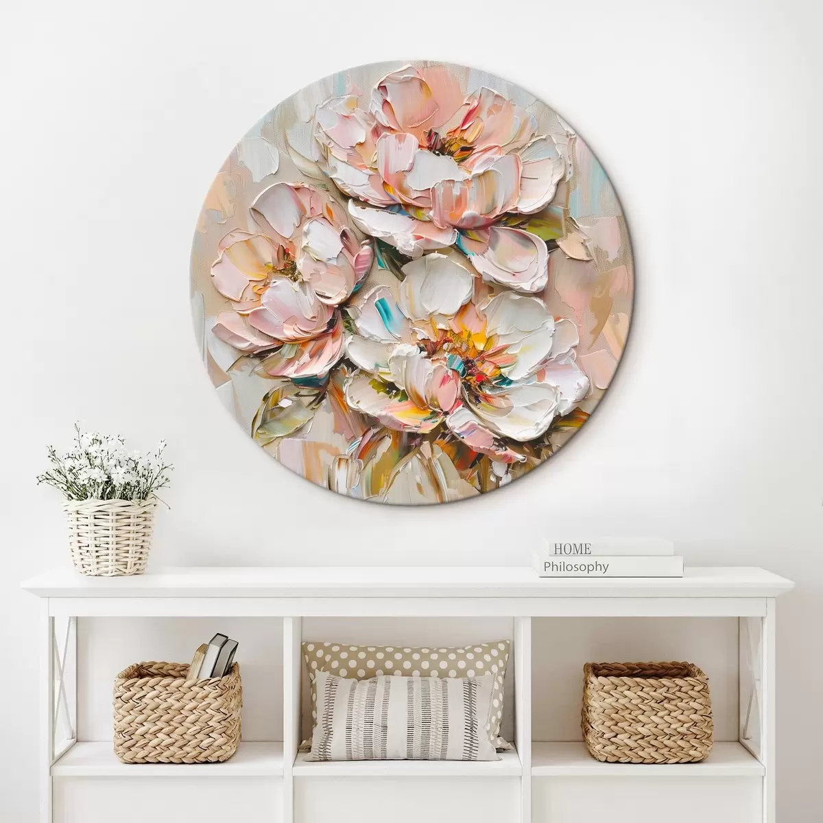 Ronde schilderijen Grote bloemen r45746